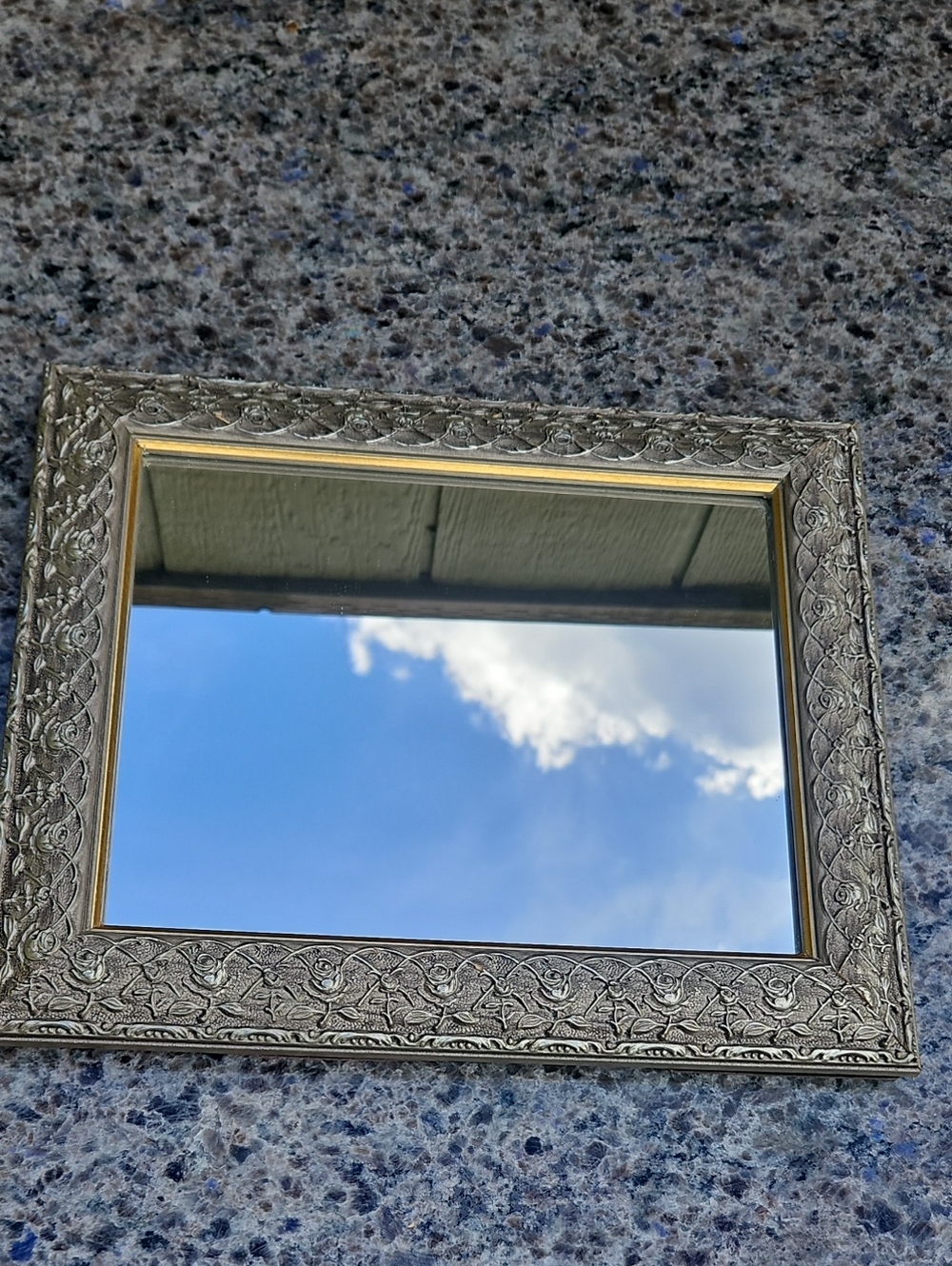 Framed Mirror with Rose Pattern Frame